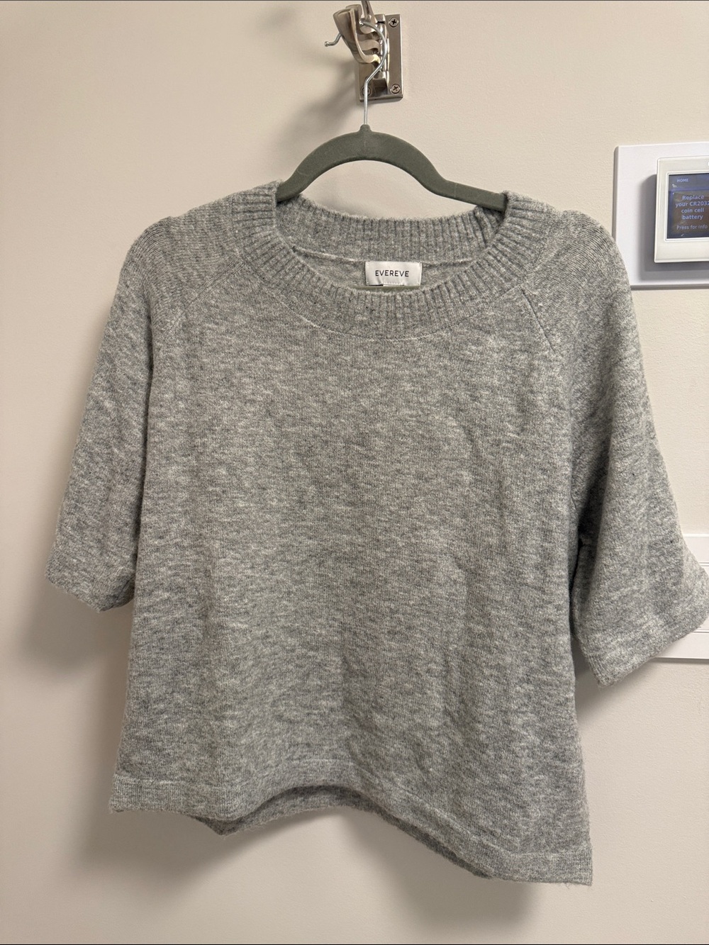 Evereve Heather Gray Short-Sleeve Crewneck Sweater